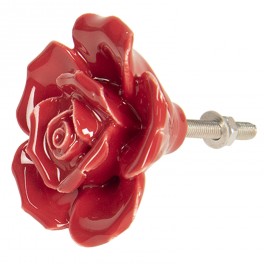 Keramická úchytka Růže červená 4 cm