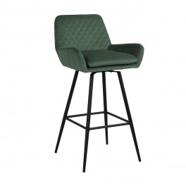 Barová židle Linsey swivel green velvet