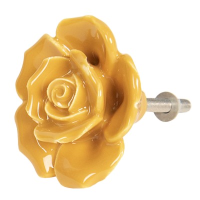 Keramická úchytka Růže žlutá 4 cm - Kliknutím zobrazíte detail obrázku.