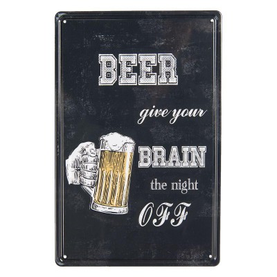 Plechová cedule Beer give your brain the night off - Kliknutím zobrazíte detail obrázku.