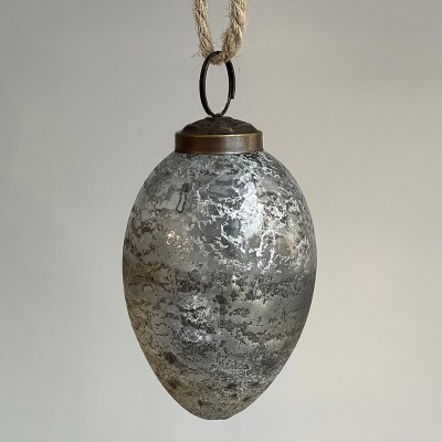 Dekorativní vajíčko Stříbrné s patinou - Kliknutím zobrazíte detail obrázku.