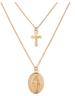 Dvouřadý zlatý náhrdelník s medailonkem - Kliknutím zobrazíte detail obrázku.