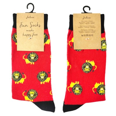 Ponožky červené se lvy 39-41 - Kliknutím zobrazíte detail obrázku.