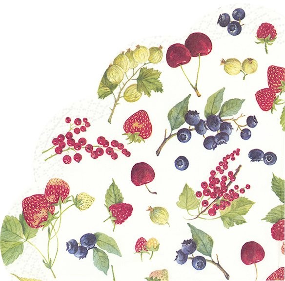 Papírové ubrousky Fruits of summer kulaté - Kliknutím zobrazíte detail obrázku.