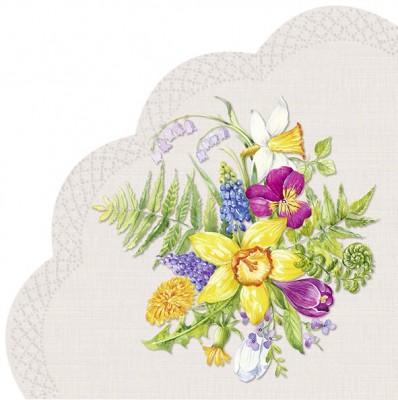 Papírové ubrousky Flower love linen kulaté - Kliknutím zobrazíte detail obrázku.