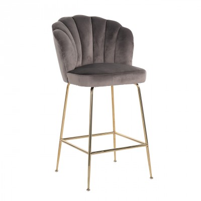 Barová židle Pippa stone velvet / gold - Kliknutím zobrazíte detail obrázku.