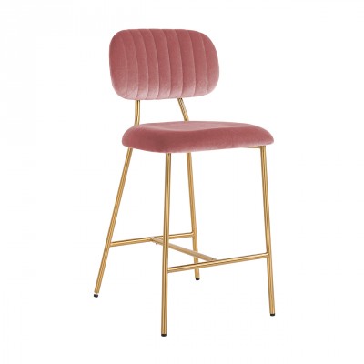Barová židle Xenia blush velvet / brushed gold - Kliknutím zobrazíte detail obrázku.