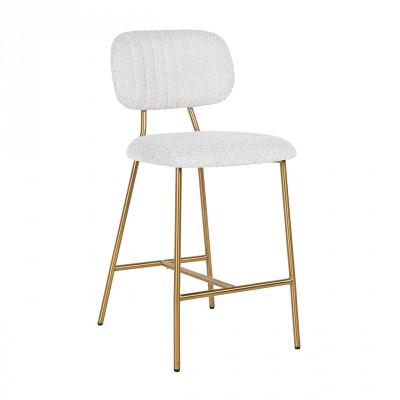 Barová židle Xenia white bouclé / brushed gold - Kliknutím zobrazíte detail obrázku.
